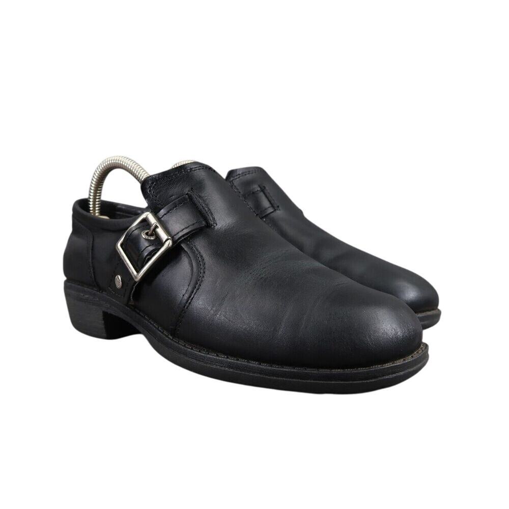 Eastland Shoes Womens 7.5 Slip On Bootie Open Road Leather Black Buckle Classic